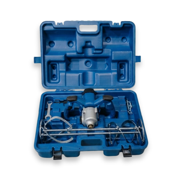 Levelit MIX 1800 Force met twee mengstaven in transportkoffer.